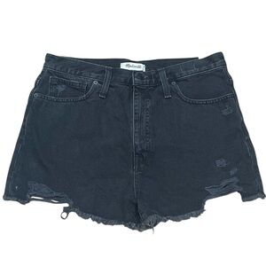 Madewell black denim distressed The Mom Jean  Shorts sz 30 NWT